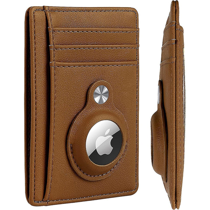 SaharaCase - Slim Genuine Leather Wallet Case for Apple AirTag - Brown_7