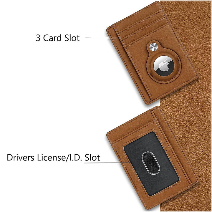 SaharaCase - Slim Genuine Leather Wallet Case for Apple AirTag - Brown_5