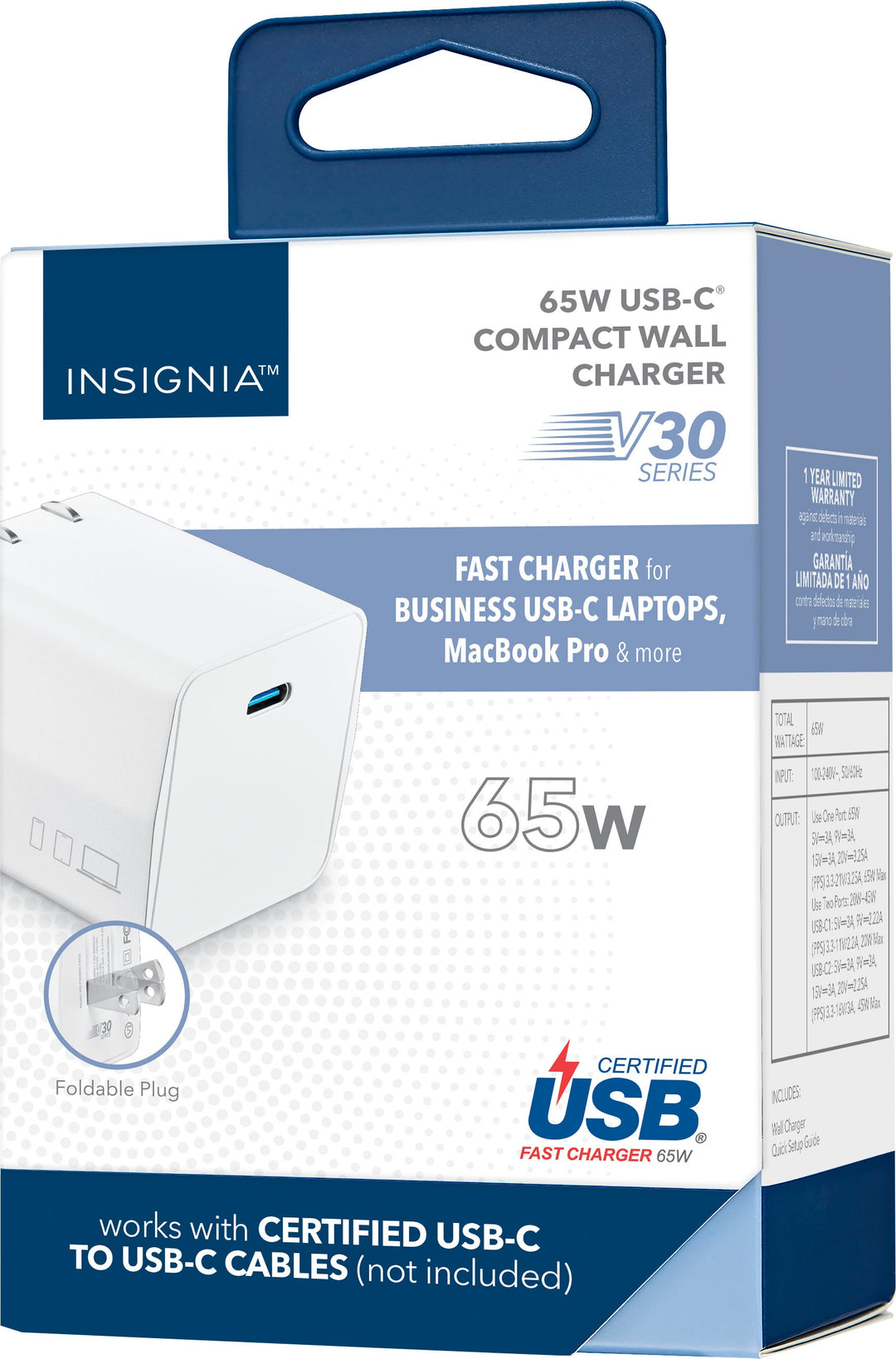 Insignia™ - 65W USB-C Compact Wall Charger for MacBook Pro, MacBook Air, and most USB-C Laptops - White_11