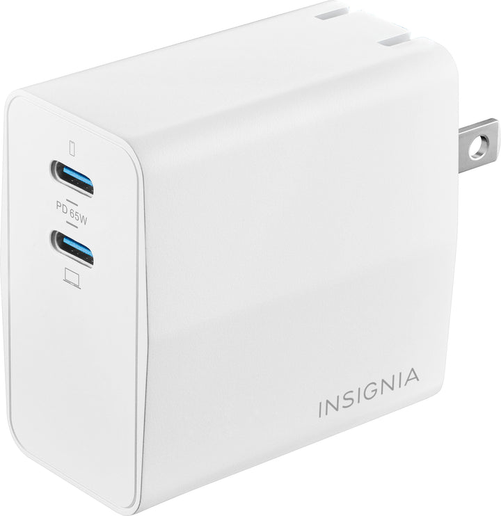 Insignia™ - 65W Dual Port USB-C Compact Wall Charger for MacBook Pro, MacBook Air, and most USB-C Laptops - White_3