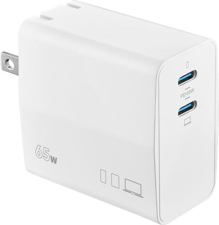 Insignia™ - 65W Dual Port USB-C Compact Wall Charger for MacBook Pro, MacBook Air, and most USB-C Laptops - White_2