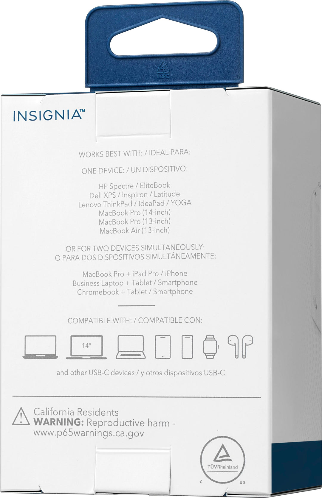 Insignia™ - 65W Dual Port USB-C Compact Wall Charger for MacBook Pro, MacBook Air, and most USB-C Laptops - White_8