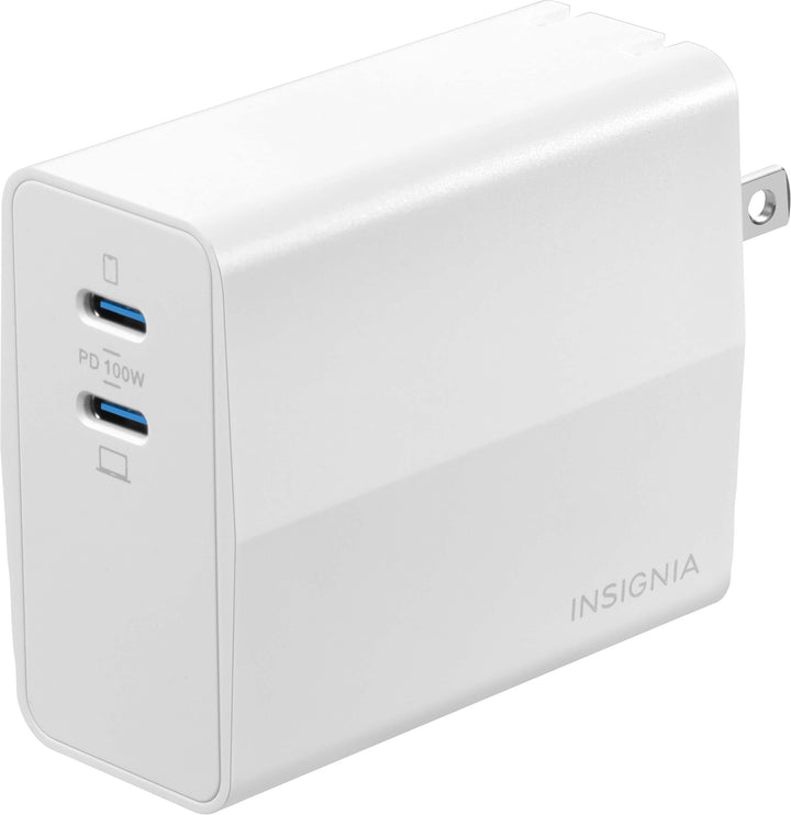 Insignia™ - 100W Dual Port USB-C Compact Wall Charger for MacBook Pro & Other Devices - White_10