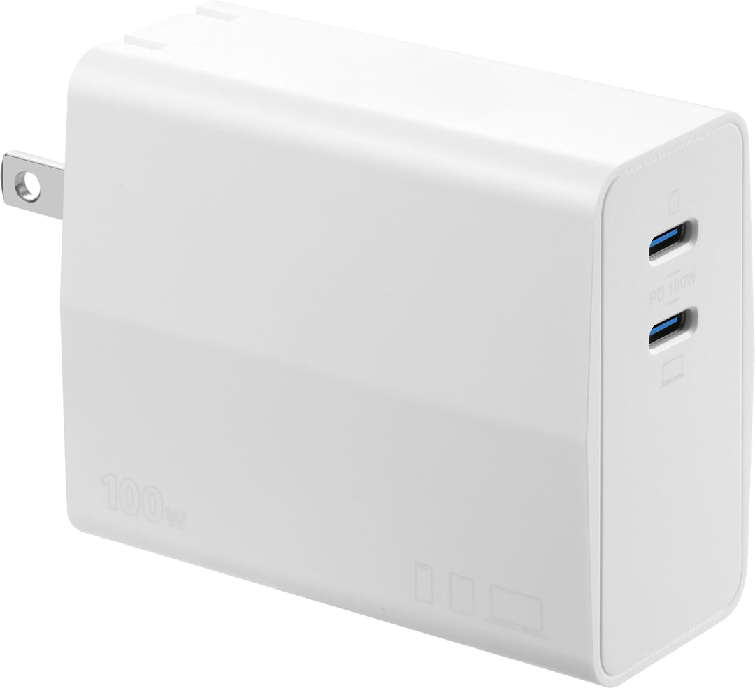Insignia™ - 100W Dual Port USB-C Compact Wall Charger for MacBook Pro & Other Devices - White_2