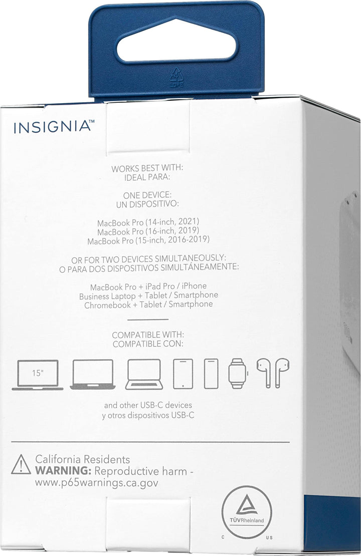 Insignia™ - 100W Dual Port USB-C Compact Wall Charger for MacBook Pro & Other Devices - White_7