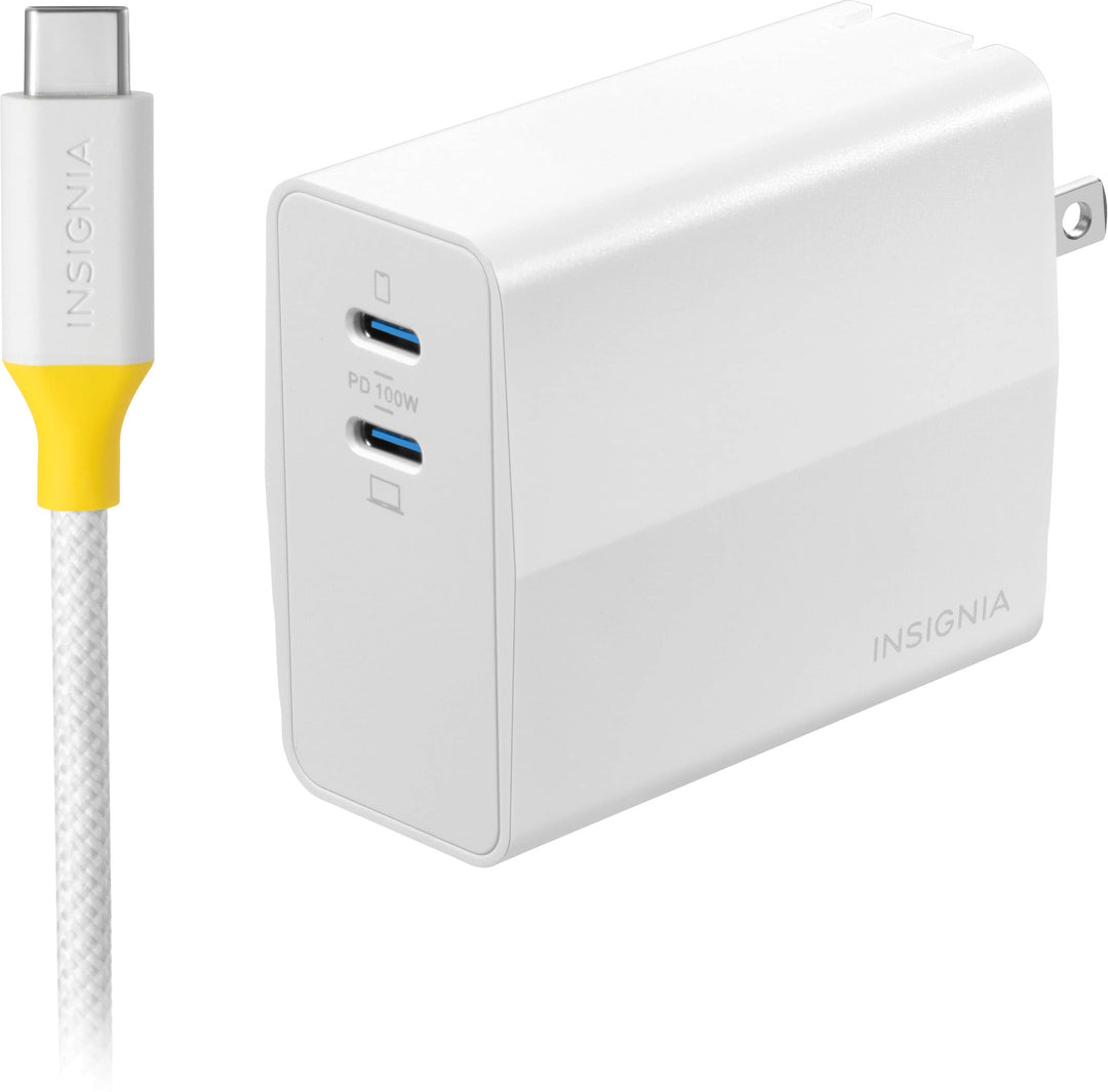 Insignia™ - 100W Dual Port USB-C Compact Wall Charger Kit for MacBook Pro & Other Devices - White_2