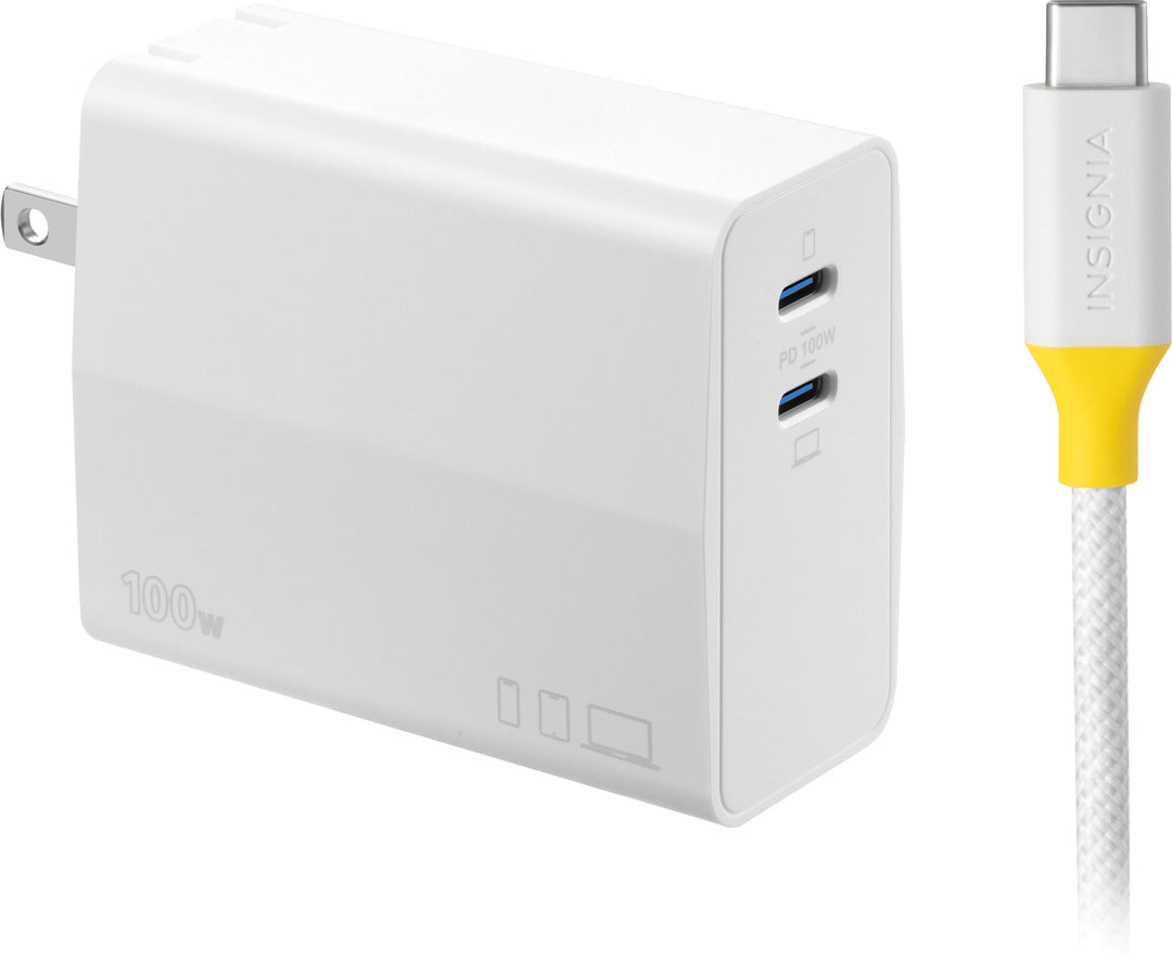 Insignia™ - 100W Dual Port USB-C Compact Wall Charger Kit for MacBook Pro & Other Devices - White_10