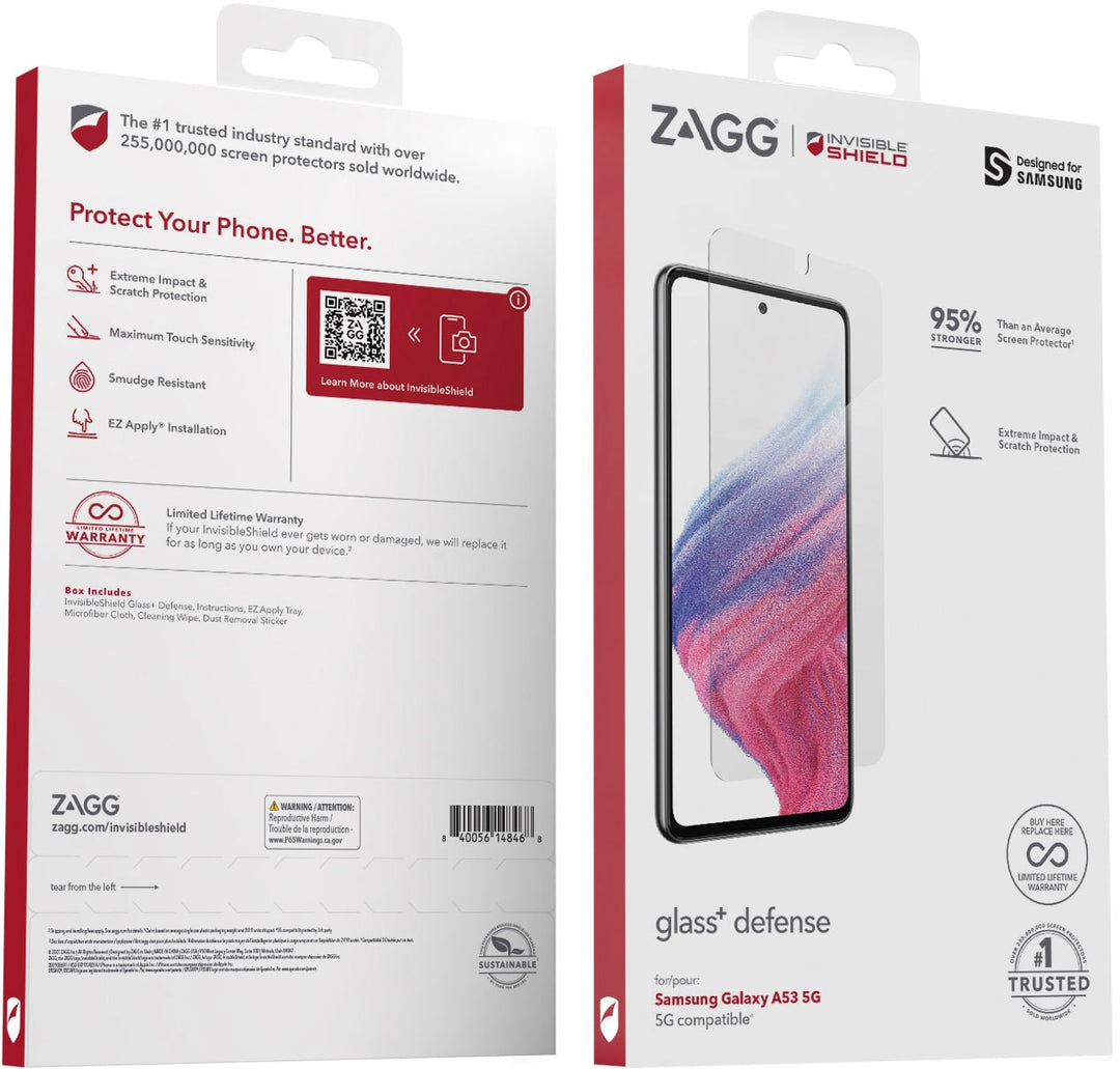 ZAGG - InvisibleShield Glass+ Defense Screen Protector for Samsung Galaxy A53 5G_1