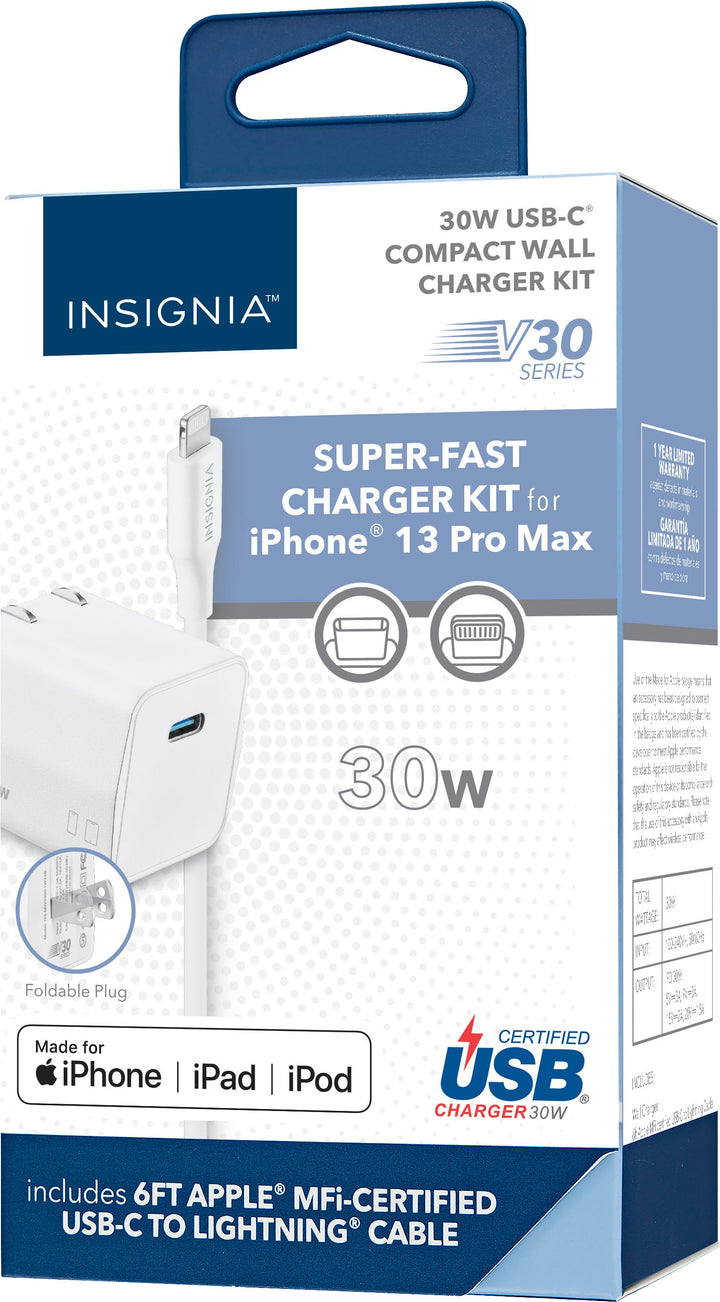 Insignia™ - 30W USB-C Super-Fast Charge Kit for iPhone 14 Pro Max, iPhone 14 Plus, iPhone 13 Pro Max - White - White_9