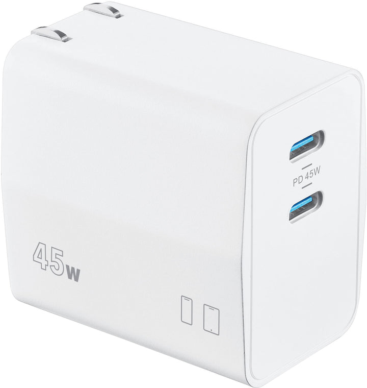Insignia™ - 45W Dual Port USB-C Compact Wall Charger for All Mobile Devices - White_0