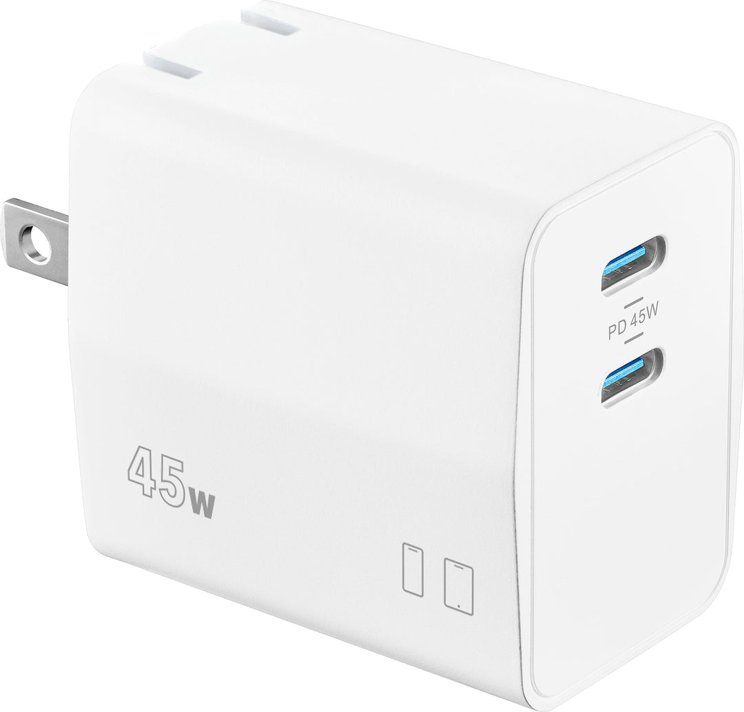 Insignia™ - 45W Dual Port USB-C Compact Wall Charger for All Mobile Devices - White_4