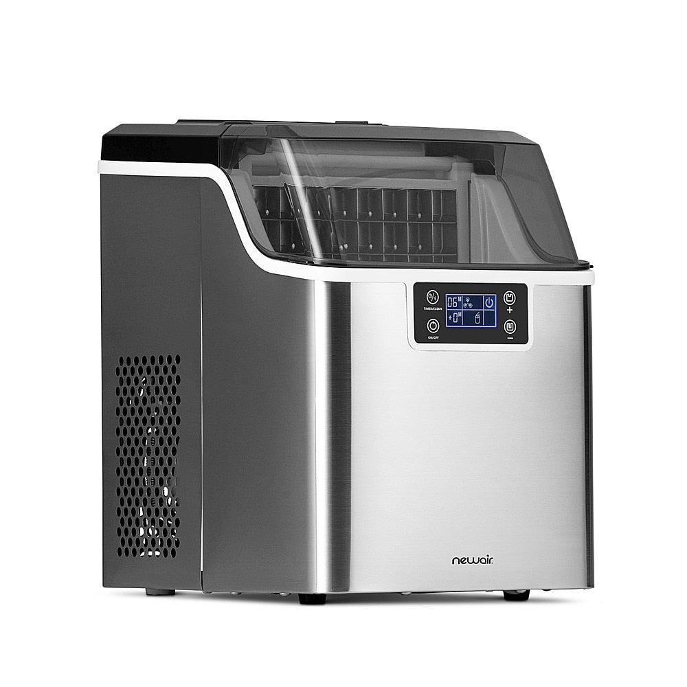 NewAir - 45 lbs. Portable Countertop Clear Ice Maker with  FrozenFall Technology - Stainless steel_0
