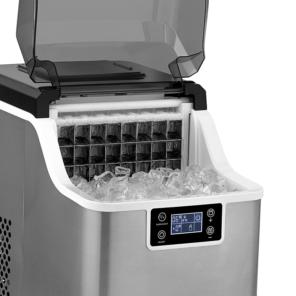 NewAir - 45 lbs. Portable Countertop Clear Ice Maker with  FrozenFall Technology - Stainless steel_1