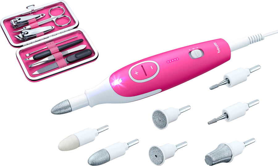 Beurer - 18-piece Manicure/Pedicure Device and Nail Set - Pink/White_0
