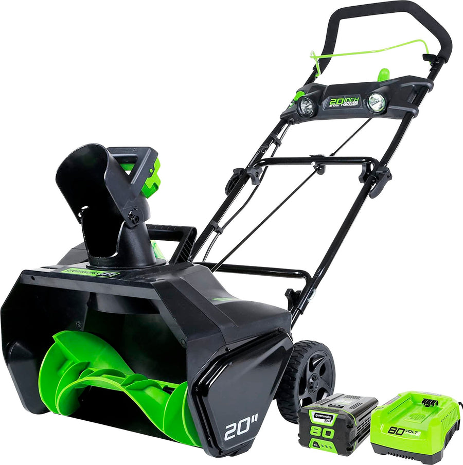 Greenworks - Pro 80V 20” Cordless Brushless Snow Blower (2.0Ah Battery and Charger Included) - Black/Green_0
