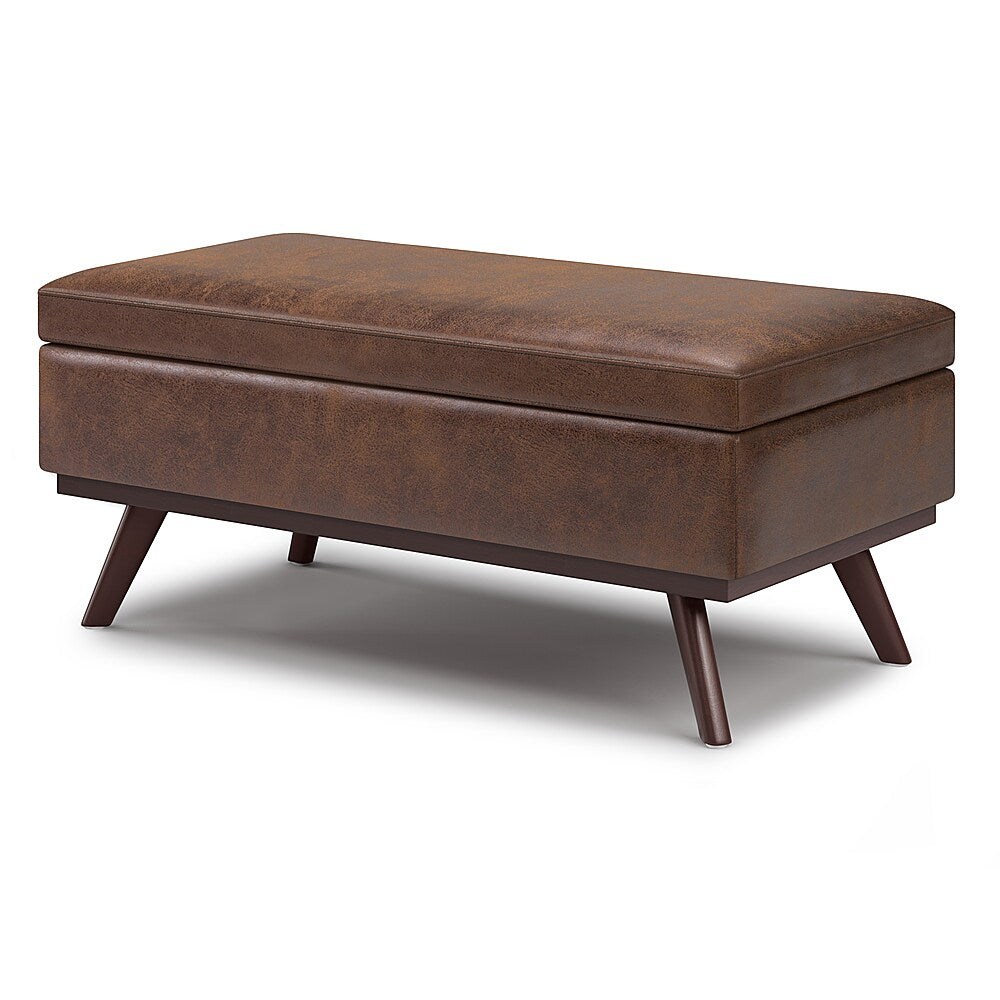 Simpli Home - Owen Lift Top Large Coffee Table Storage Ottoman - Distressed Chestnut Brown_1