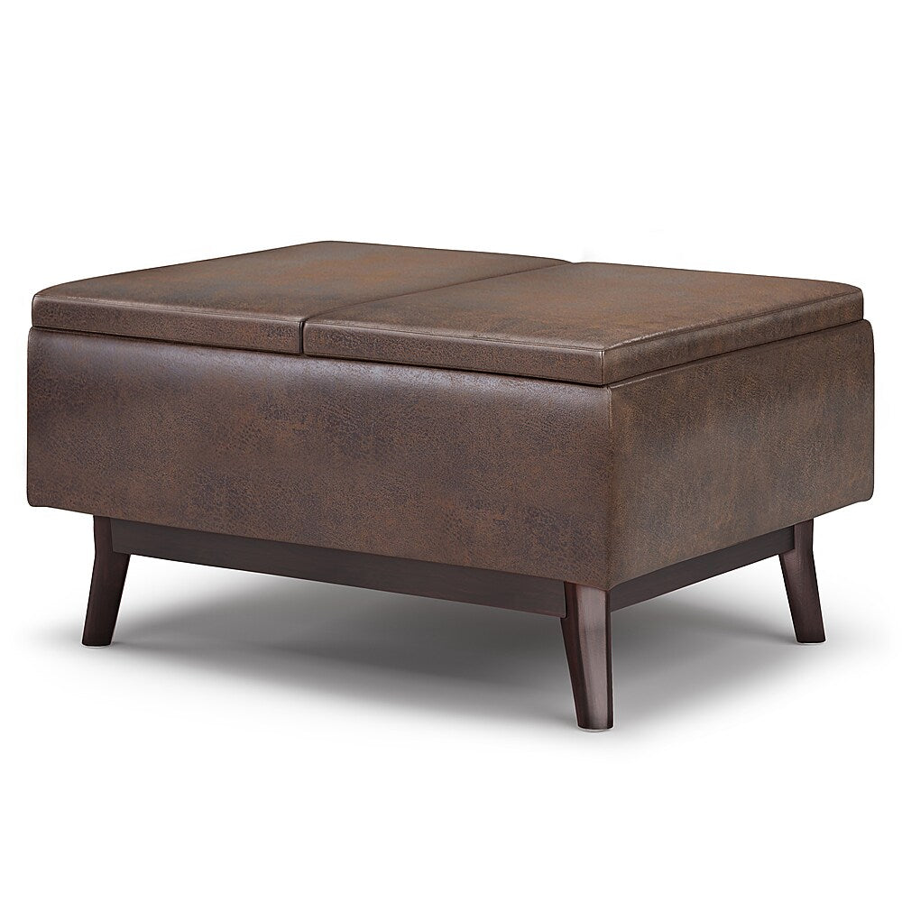 Simpli Home - Owen Tray Top Small Coffee Table Storage Ottoman - Distressed Chestnut Brown_1