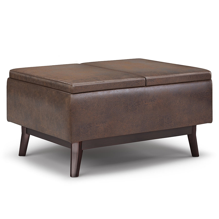 Simpli Home - Owen Tray Top Small Coffee Table Storage Ottoman - Distressed Chestnut Brown_0