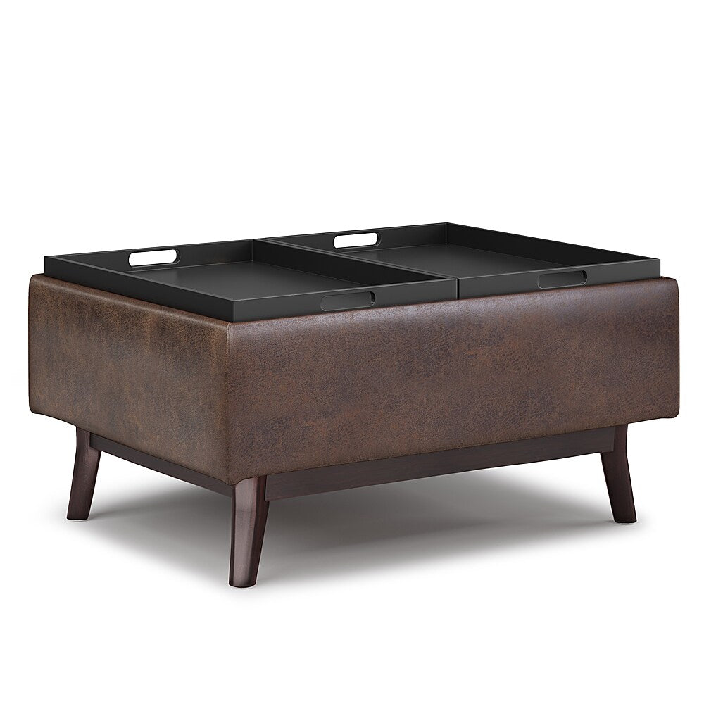 Simpli Home - Owen Tray Top Small Coffee Table Storage Ottoman - Distressed Chestnut Brown_7
