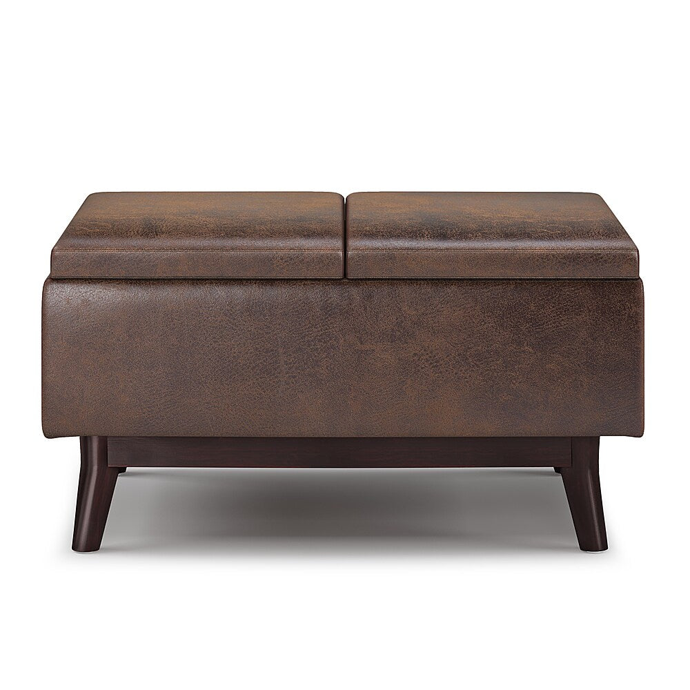 Simpli Home - Owen Tray Top Small Coffee Table Storage Ottoman - Distressed Chestnut Brown_2