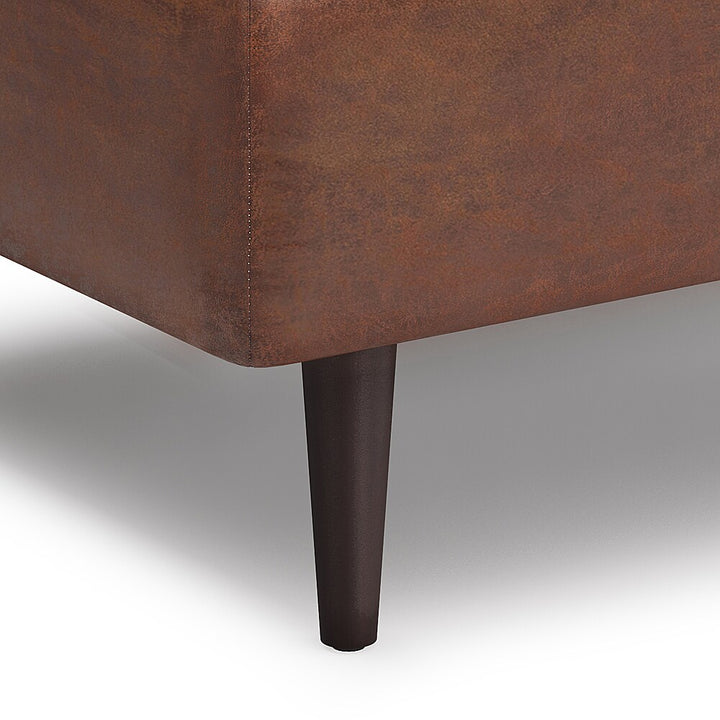 Simpli Home - Shay Mid Century Small Square Coffee Table Storage Ottoman - Distressed Saddle Brown_5