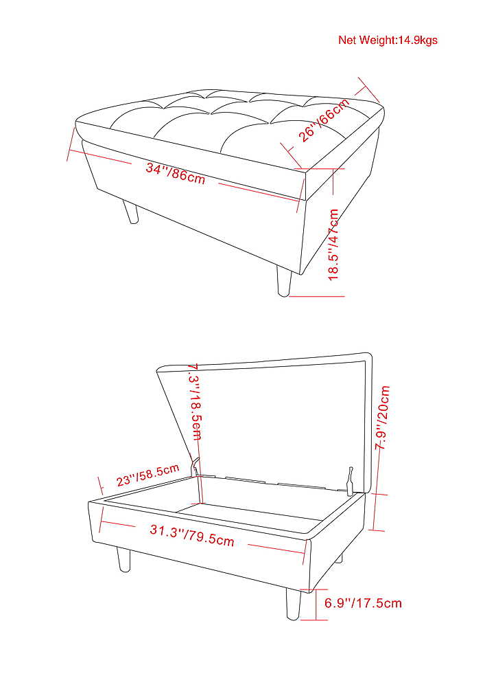 Simpli Home - Shay Mid Century Small Square Coffee Table Storage Ottoman - Distressed Saddle Brown_3