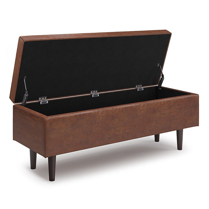 Simpli Home - Shay Mid Century Rectangular Storage Ottoman - Distressed Saddle Brown_7