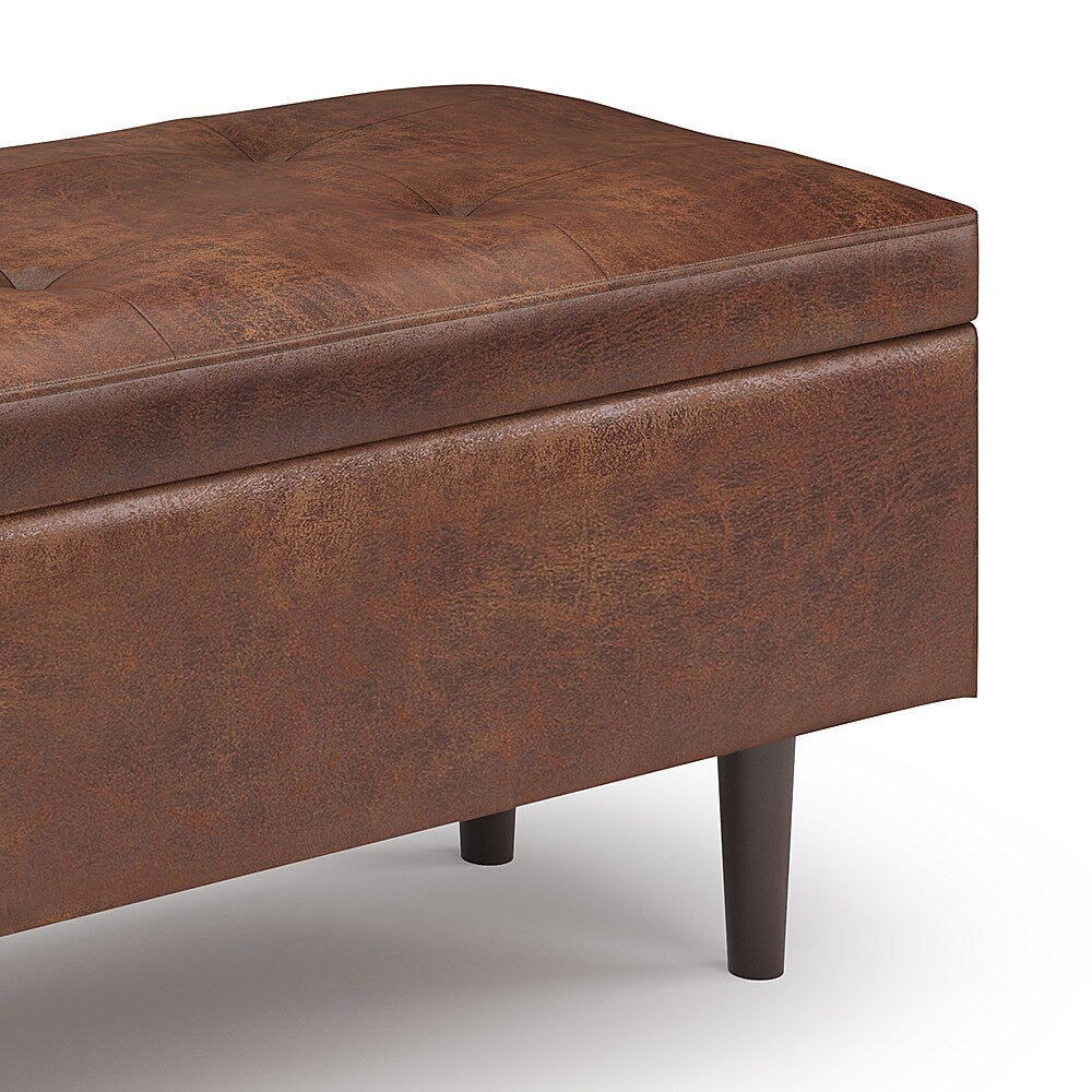 Simpli Home - Shay Mid Century Rectangular Storage Ottoman - Distressed Saddle Brown_4