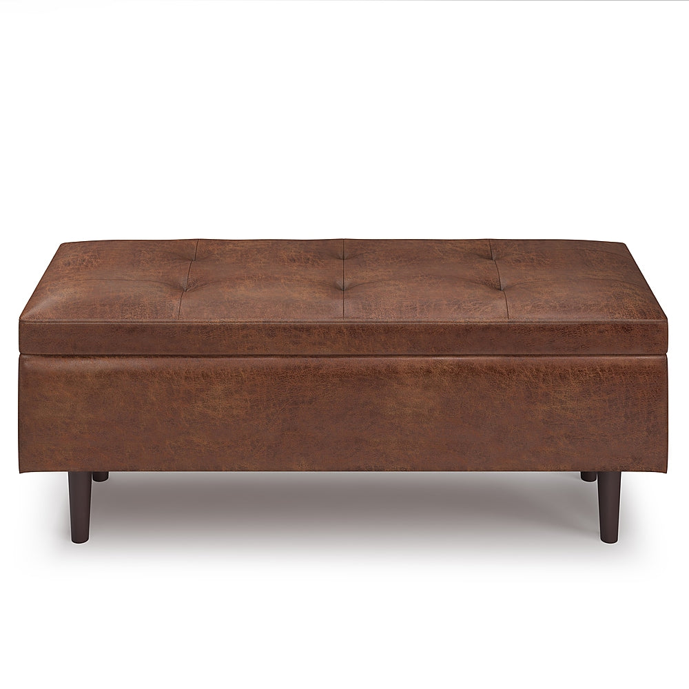 Simpli Home - Shay Mid Century Rectangular Storage Ottoman - Distressed Saddle Brown_2