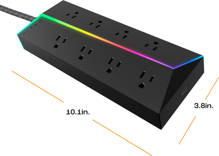 Titan - 8 Outlet 3200 Joules Surge Protector with ColorChanging LED - Black_7