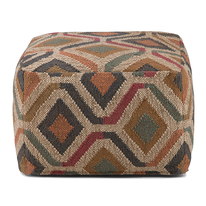 Simpli Home - Johanna Square Pouf - Kilim Patterned_2