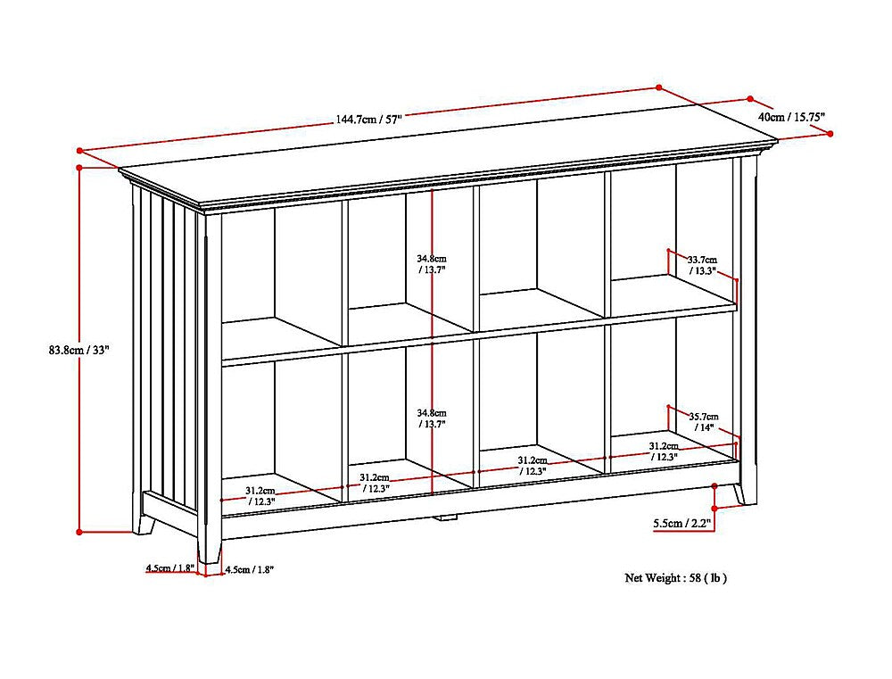 Simpli Home - Acadian 8 Cube Storage Sofa Table - Brunette Brown_3