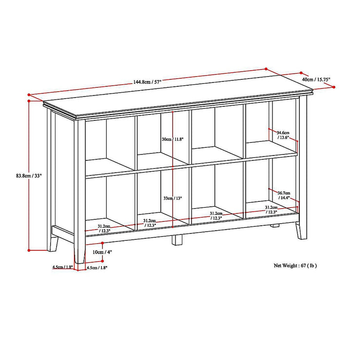 Simpli Home - Artisan 8 Cube Storage Sofa Table - Russet Brown_4