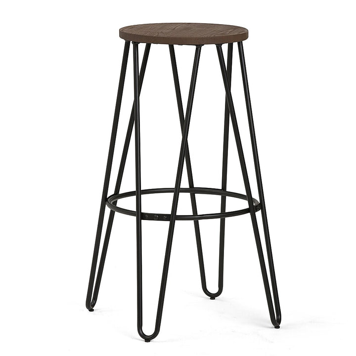 Simpli Home - Simeon 30 inch Metal Bar Stool with Wood Seat - Cocoa Brown / Black_1