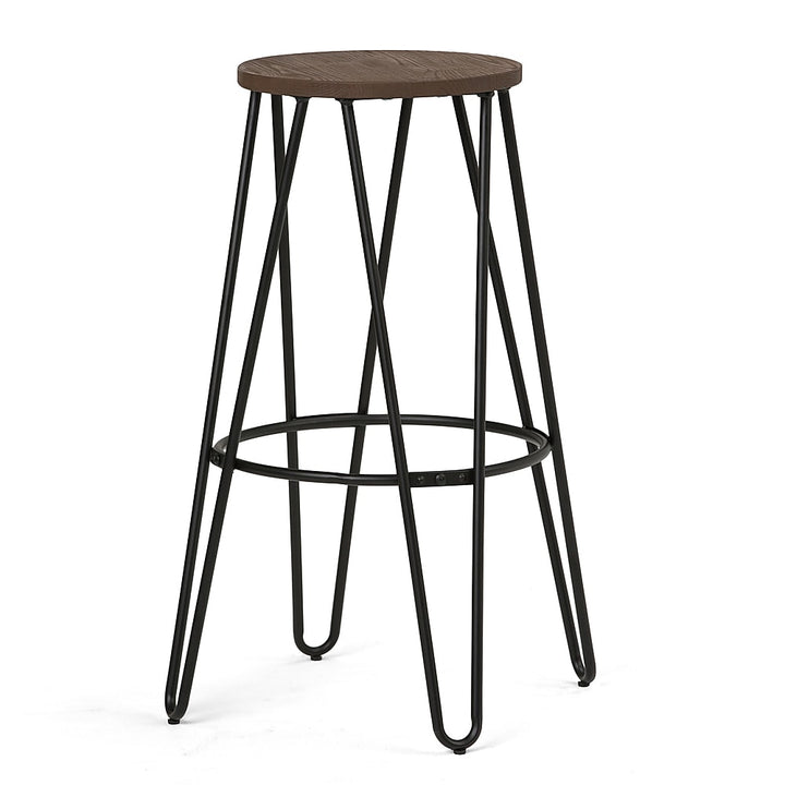 Simpli Home - Simeon 30 inch Metal Bar Stool with Wood Seat - Cocoa Brown / Black_0