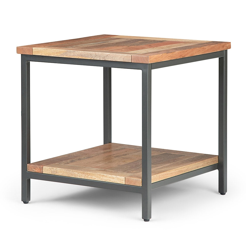 Simpli Home - Skyler SOLID MANGO WOOD and Metal 22 inch Wide Square Industrial End Table in - Natural_1