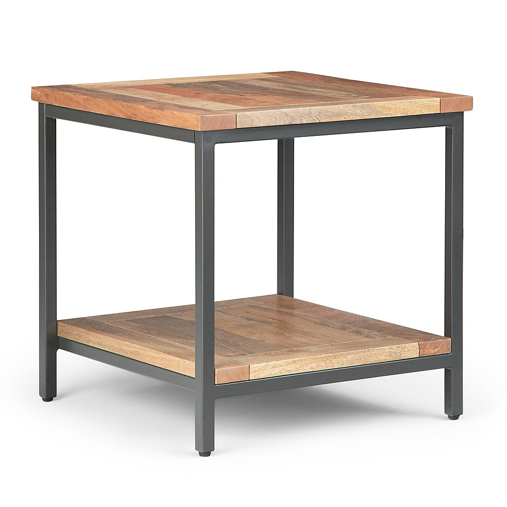 Simpli Home - Skyler SOLID MANGO WOOD and Metal 22 inch Wide Square Industrial End Table in - Natural_0