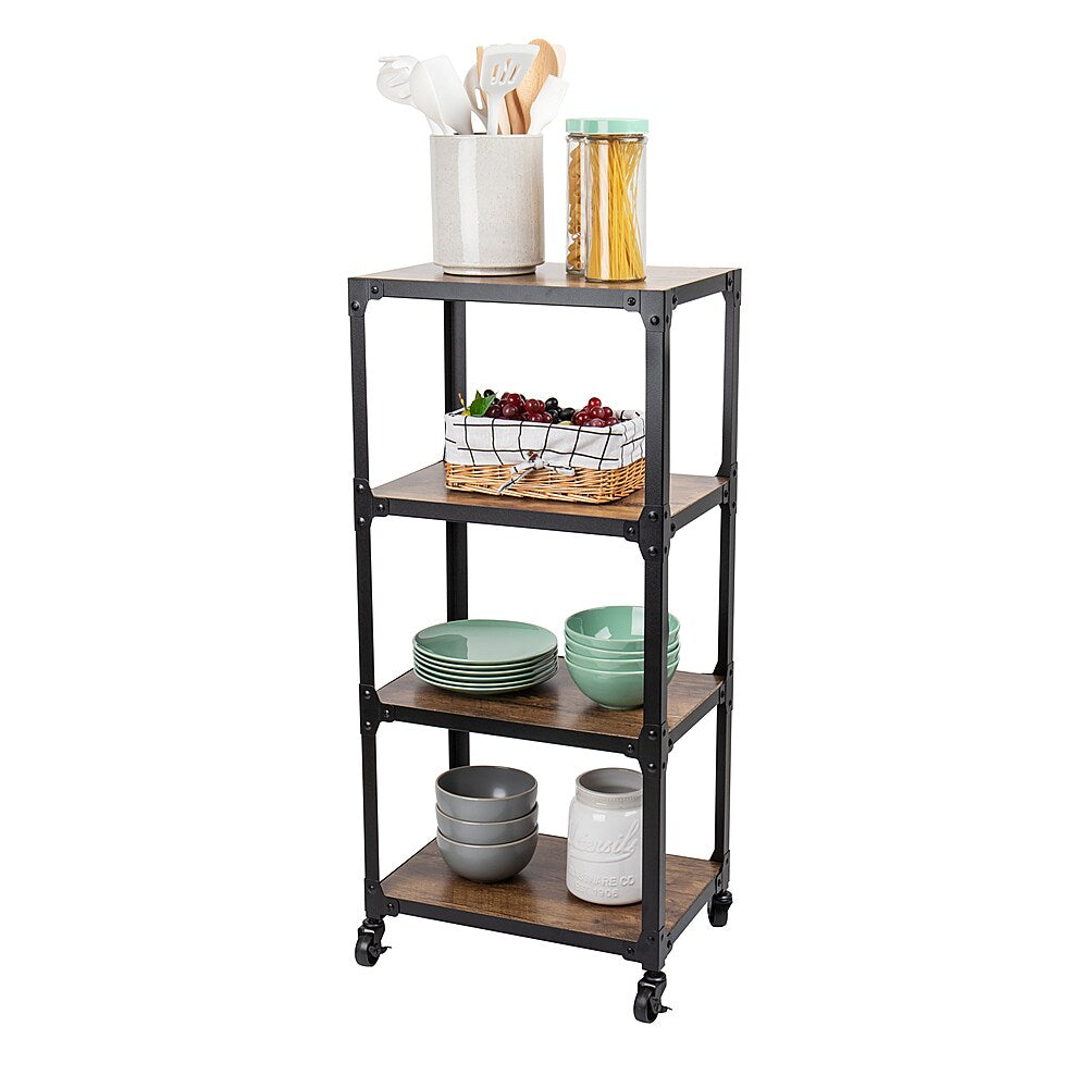 Mind Reader - 4 Tier Rolling Bar Cart Kitchen Microwave Cart Island On Wheels_5