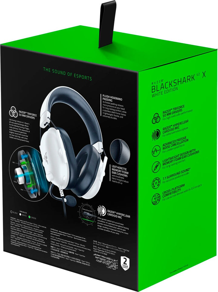 Razer - BlackShark V2 X Wired 7.1 Surround Sound Gaming Headset for PC, PS5, PS4, Switch, Xbox X|S, and Xbox One - White_3