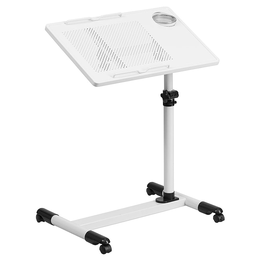 Flash Furniture - Adjustable Height Steel Mobile Computer Desk - White_0