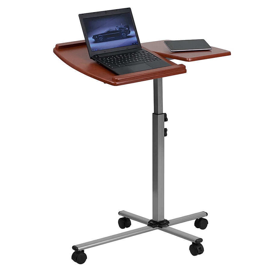 Flash Furniture - Angle and Height Adjustable Mobile Laptop Computer Table - Cherry_0