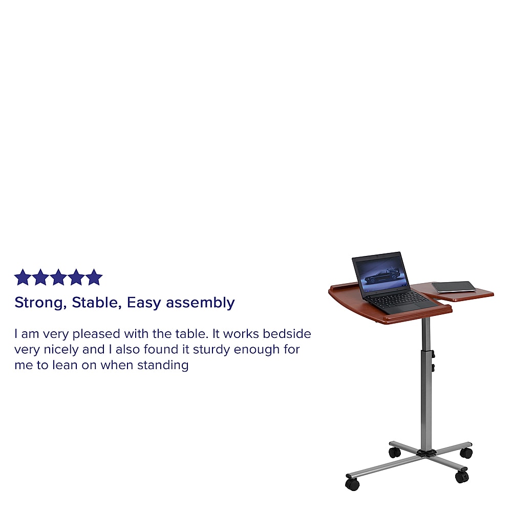 Flash Furniture - Angle and Height Adjustable Mobile Laptop Computer Table - Cherry_1