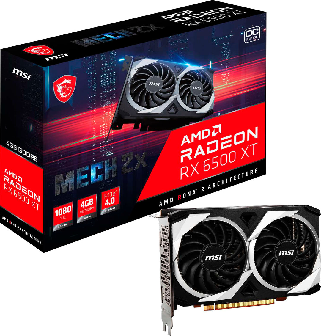 MSI - AMD Radeon RX 6500 XT Mech 2X 4G OC - 4GB GDDR6 - PCI Express 4.0 - Graphics Card_0