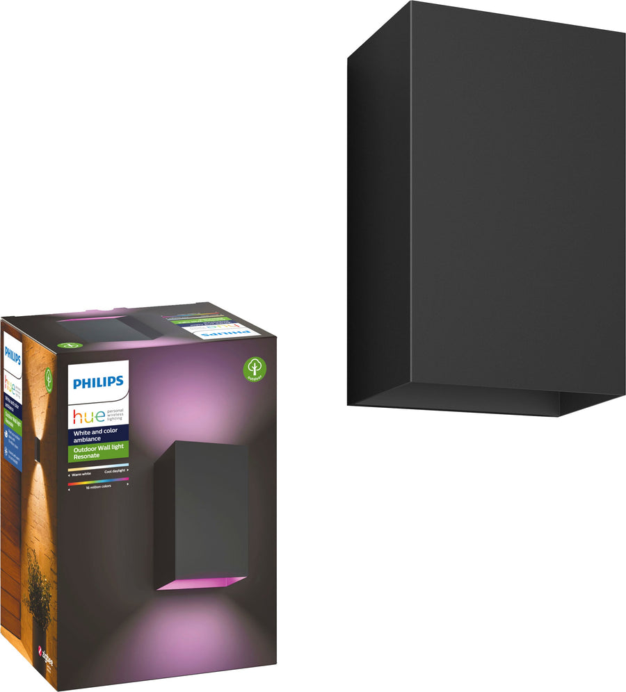 Philips - Hue White and Color Ambiance Resonate Wall Lantern - Black_0