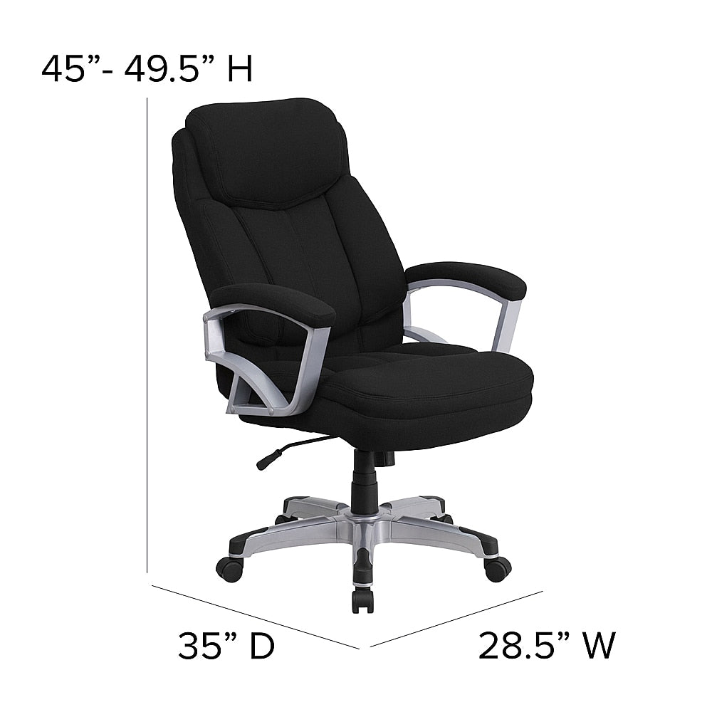 Flash Furniture - HERCULES Series Big & Tall 500 lb. Rated Executive Swivel Ergonomic Office Chair with Arms - Black Fabric_5