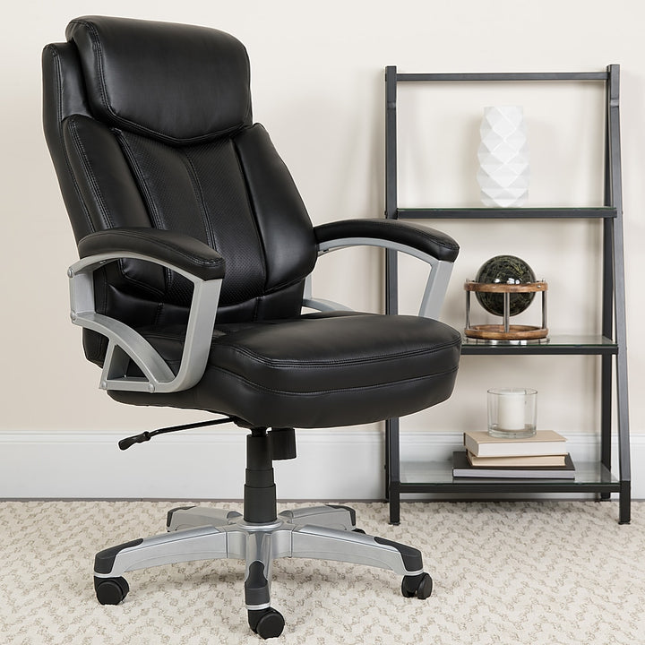 Flash Furniture - HERCULES Series Big & Tall 500 lb. Rated Executive Swivel Ergonomic Office Chair with Arms - Black LeatherSoft_8