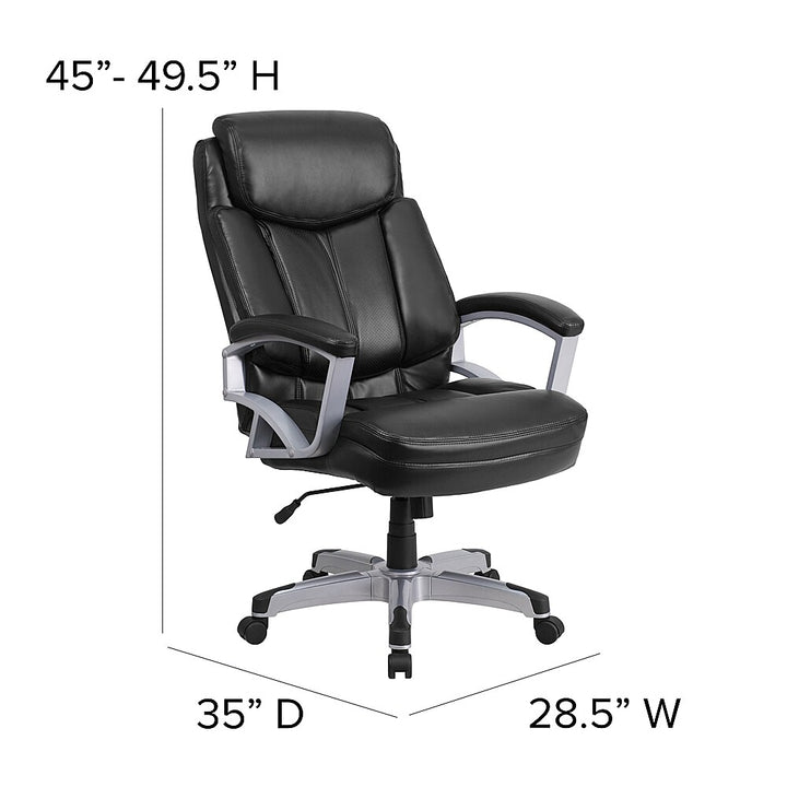 Flash Furniture - HERCULES Series Big & Tall 500 lb. Rated Executive Swivel Ergonomic Office Chair with Arms - Black LeatherSoft_6