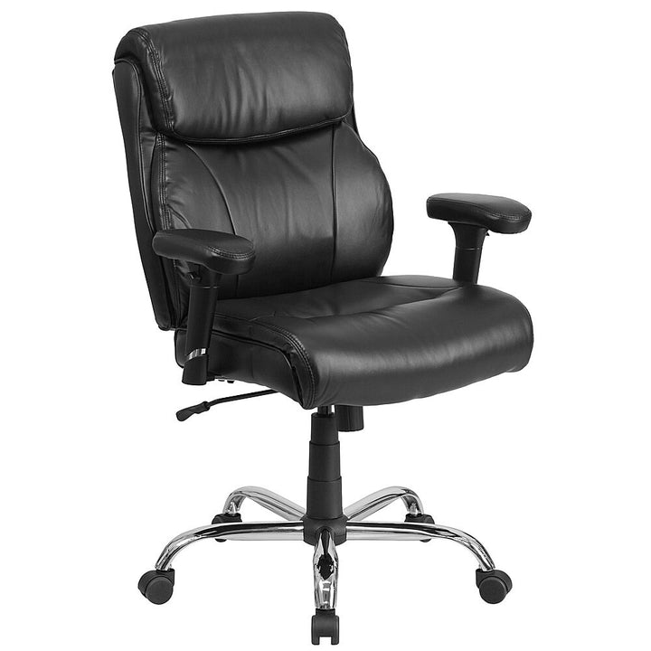 Flash Furniture - Big & Tall 400 lb. Rated Mid-Back Ergonomic Task Office Chair - Black LeatherSoft_0