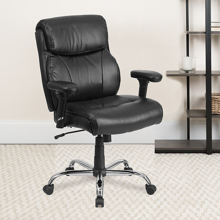 Flash Furniture - Big & Tall 400 lb. Rated Mid-Back Ergonomic Task Office Chair - Black LeatherSoft_2