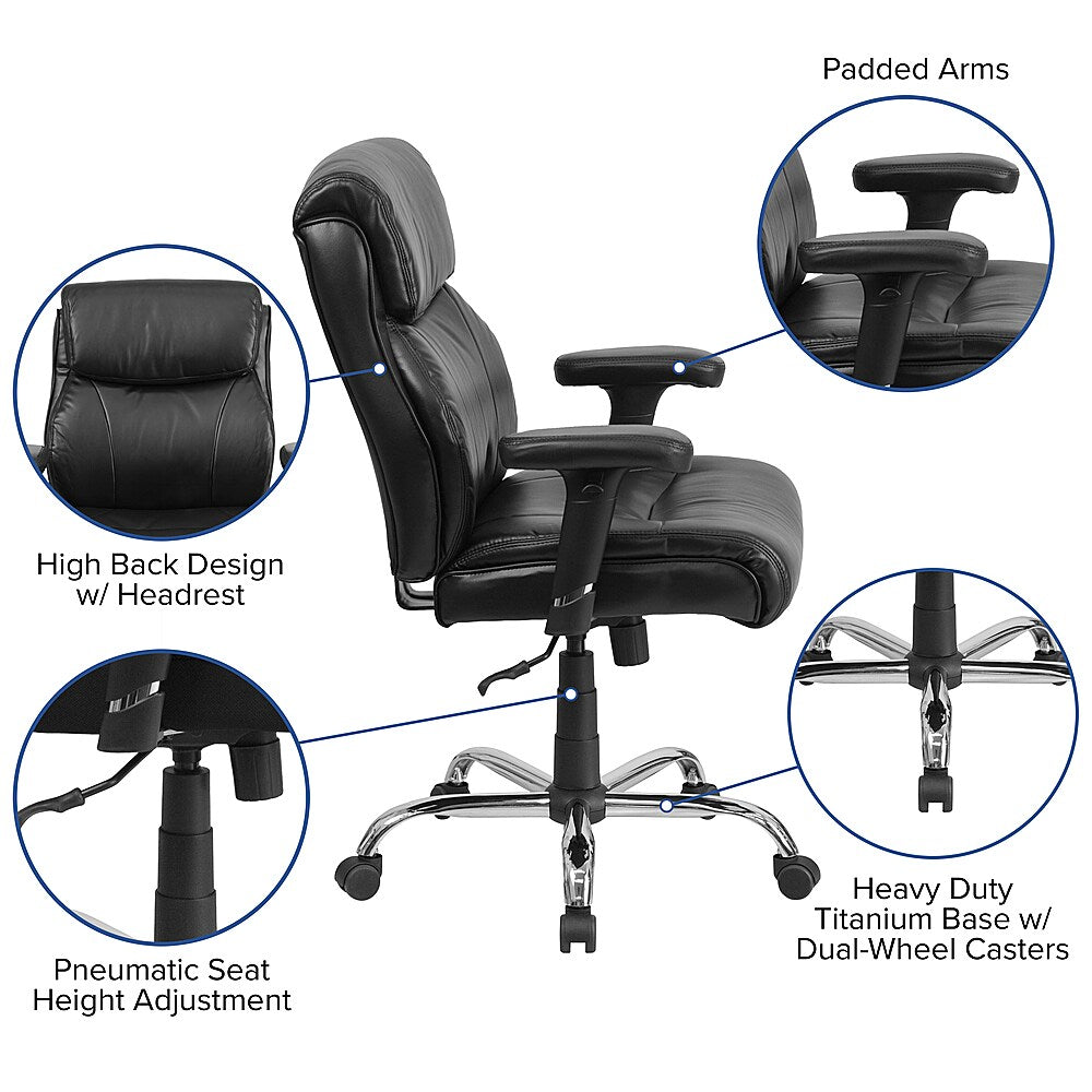 Flash Furniture - Big & Tall 400 lb. Rated Mid-Back Ergonomic Task Office Chair - Black LeatherSoft_8